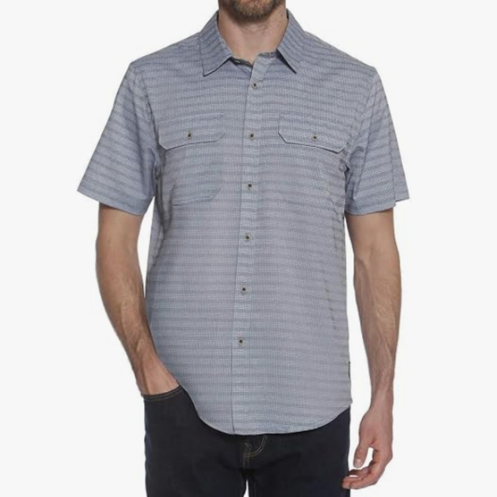 Gerry Men's Short Sleeve Woven Quick Dry Shirt (Light Grey, Medium) XL